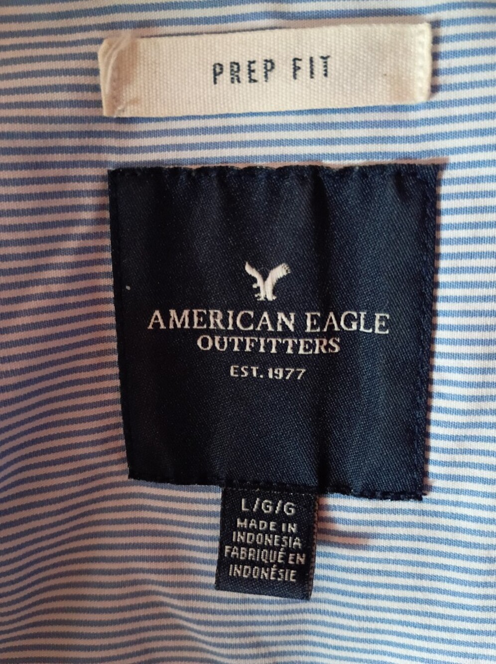 American Eagle Outfitters Ladies Light Blue Striped Button-Down Shirt Sz L - Picture 4 of 6